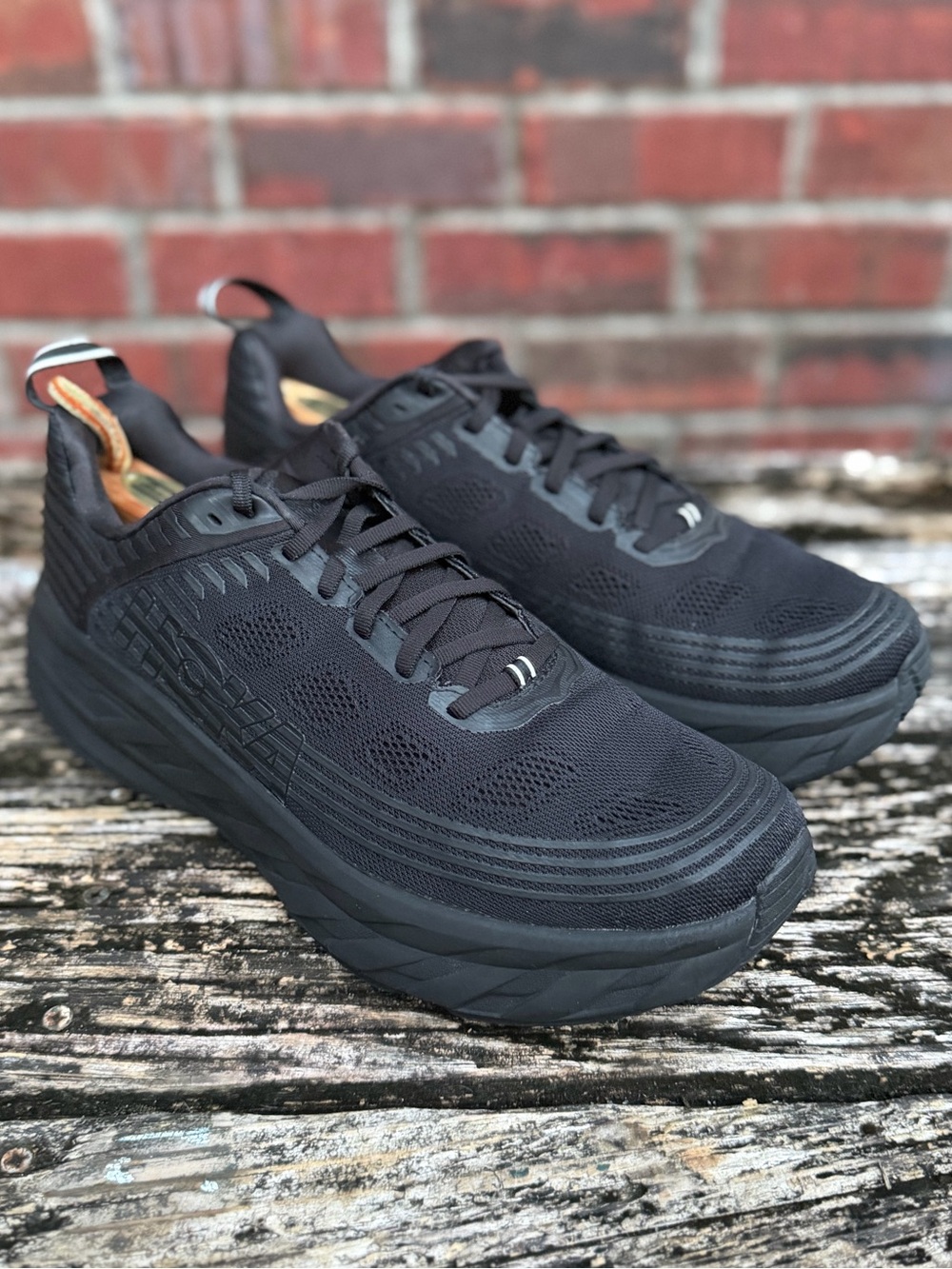 Hoka One One Bondi 6 Triple Black Men's Sz 11.5 Max Cushion Running Shoes X2 - Picture 9 of 16